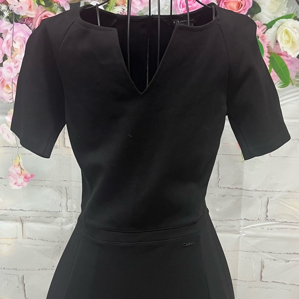 Armani Exchange Black Dress with Logo Detail